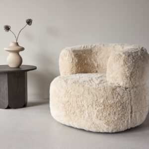 Venture Home - Gert - lænestol i offwhite blød kunstpels med metalstel - 87Ã82Ã72cm